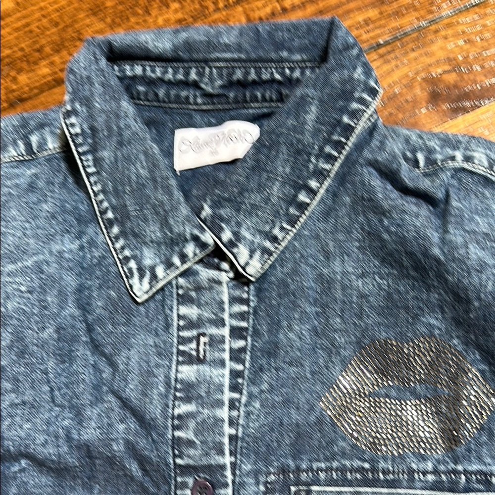 Lauren Moshi Blue Graphic Button Down Shirt - Picture 4 of 7